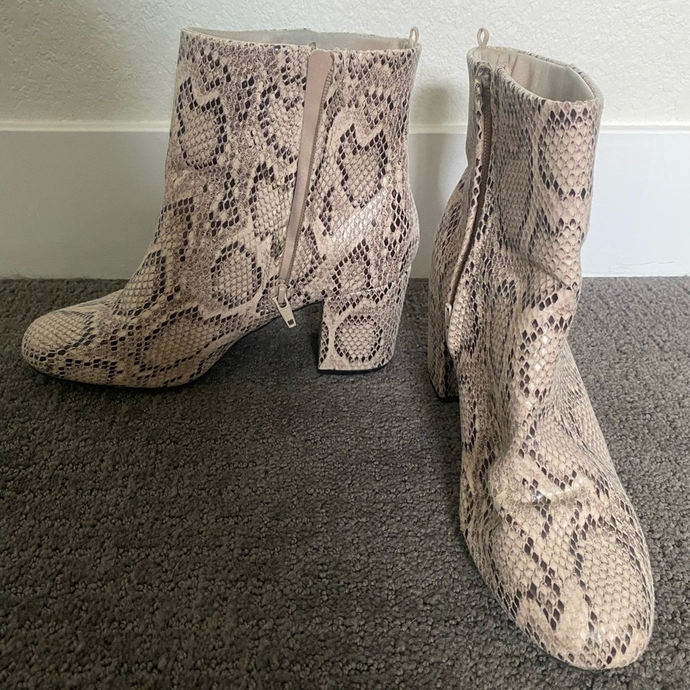 Snakeskin booties